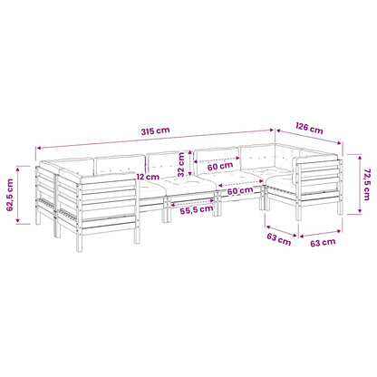 Set Divani da Giardino 7pz con Cuscini Legno Impregnato di Pino