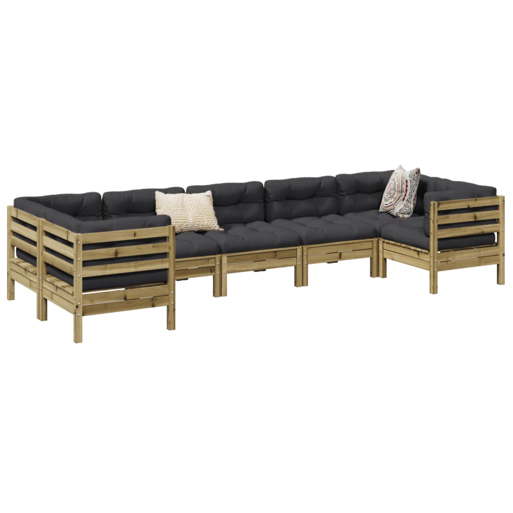 Set Divani da Giardino 7pz con Cuscini Legno Impregnato di Pino | homemem39
