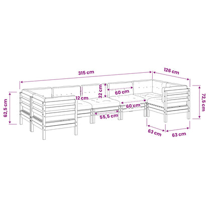 Set Divani da Giardino 7pz con Cuscini Legno Impregnato di Pino