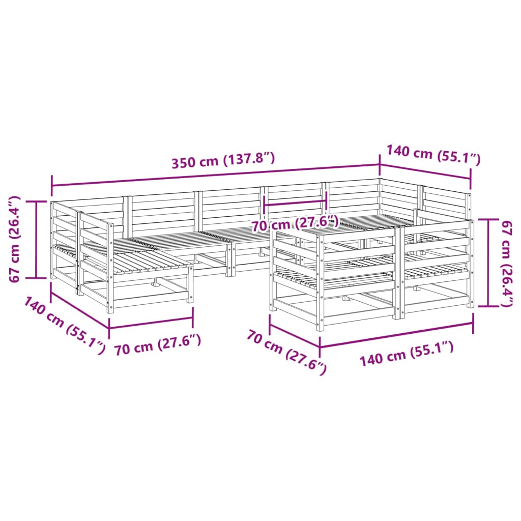 Set Divani da Giardino 9 pz in Legno Massello Abete Douglas | homemem39