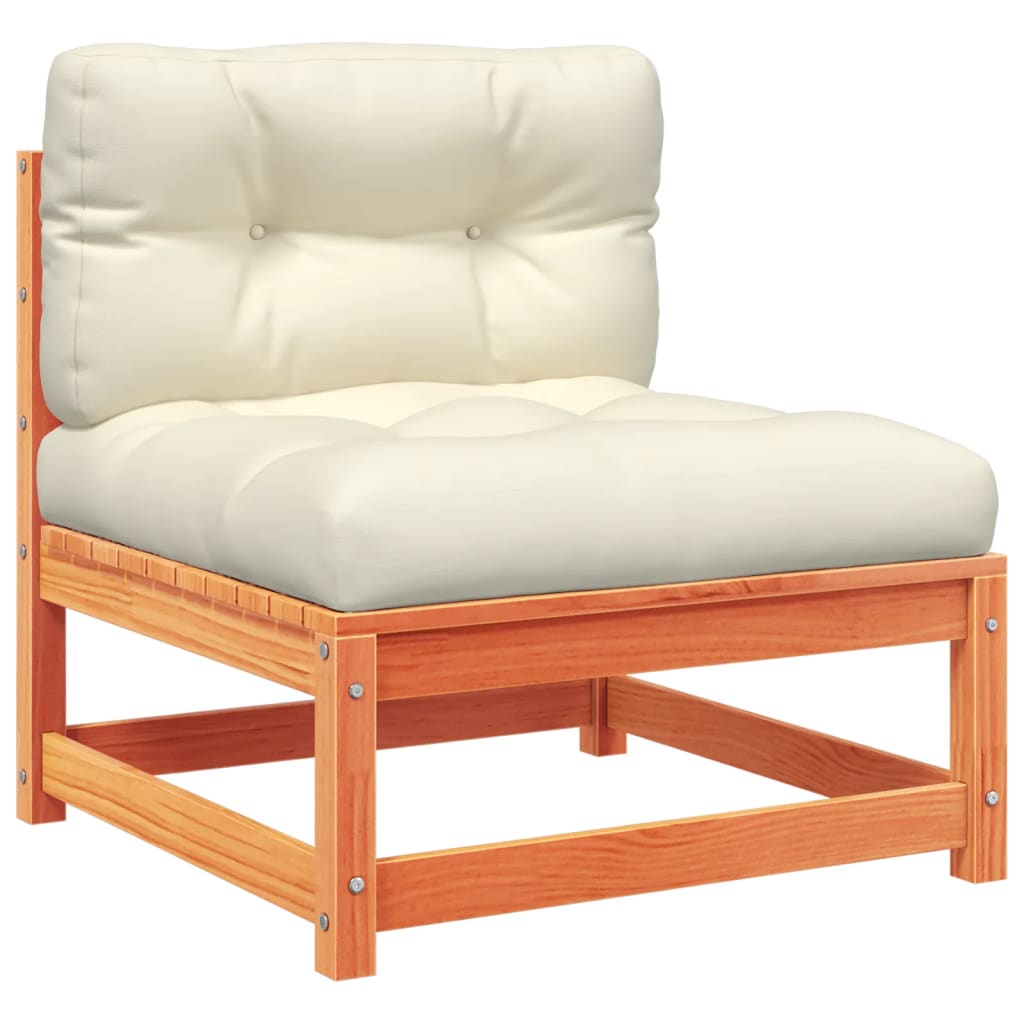 Set Divani Giardino 9 pz con Cuscini Marrone Cera Massello Pino - homemem39