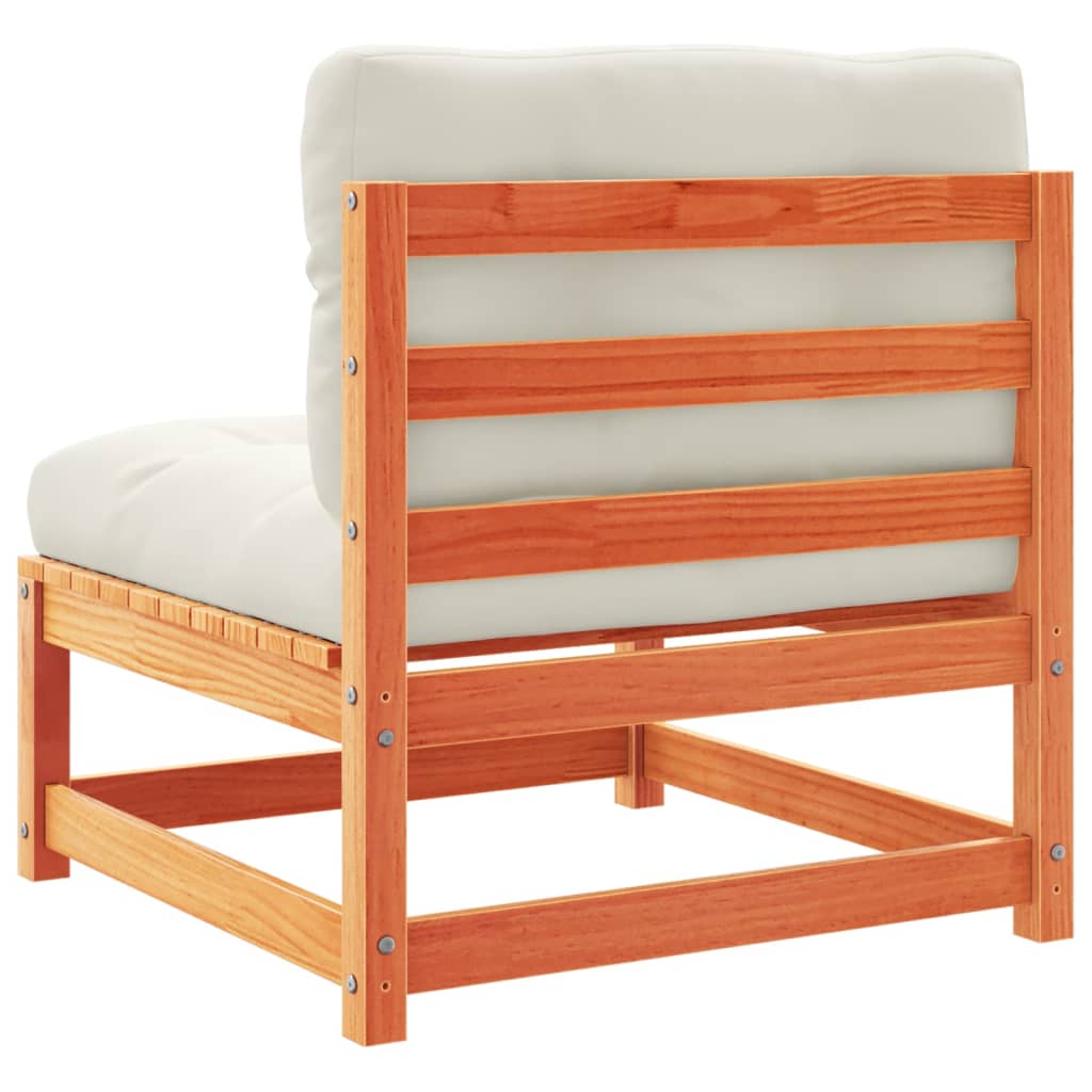 Set Divani Giardino 9 pz con Cuscini Marrone Cera Massello Pino - homemem39