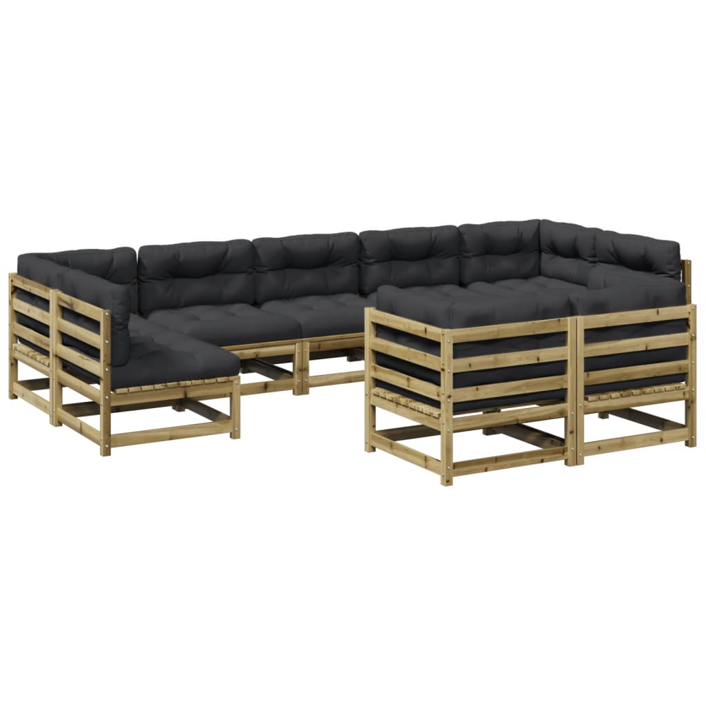 Set Divani da Giardino 9pz con Cuscini Legno Impregnato di Pino - homemem39