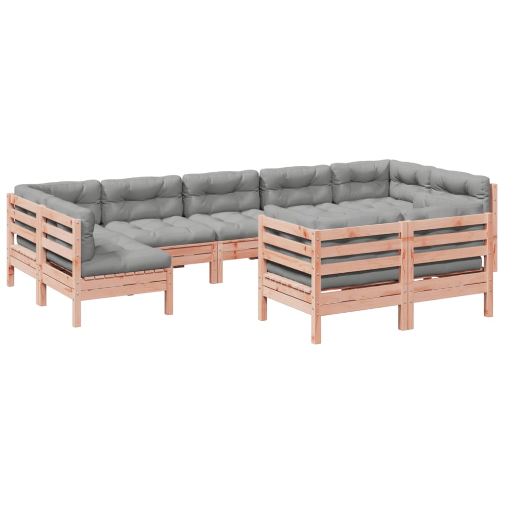Set Divani Giardino 9 pz Cuscini Legno Massello Abete Douglas | homemem39