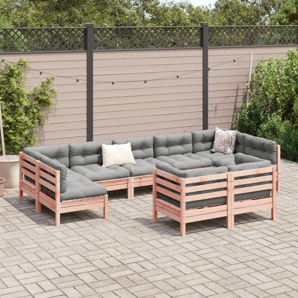 Set Divani Giardino 9 pz Cuscini Legno Massello Abete Douglas | homemem39