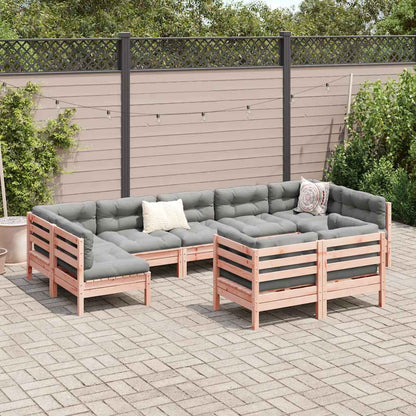 Set Divani Giardino 9 pz Cuscini Legno Massello Abete Douglas