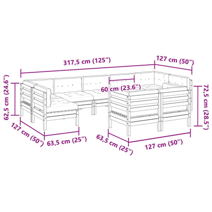 Set Divani Giardino 9 pz Cuscini Legno Massello Abete Douglas | homemem39