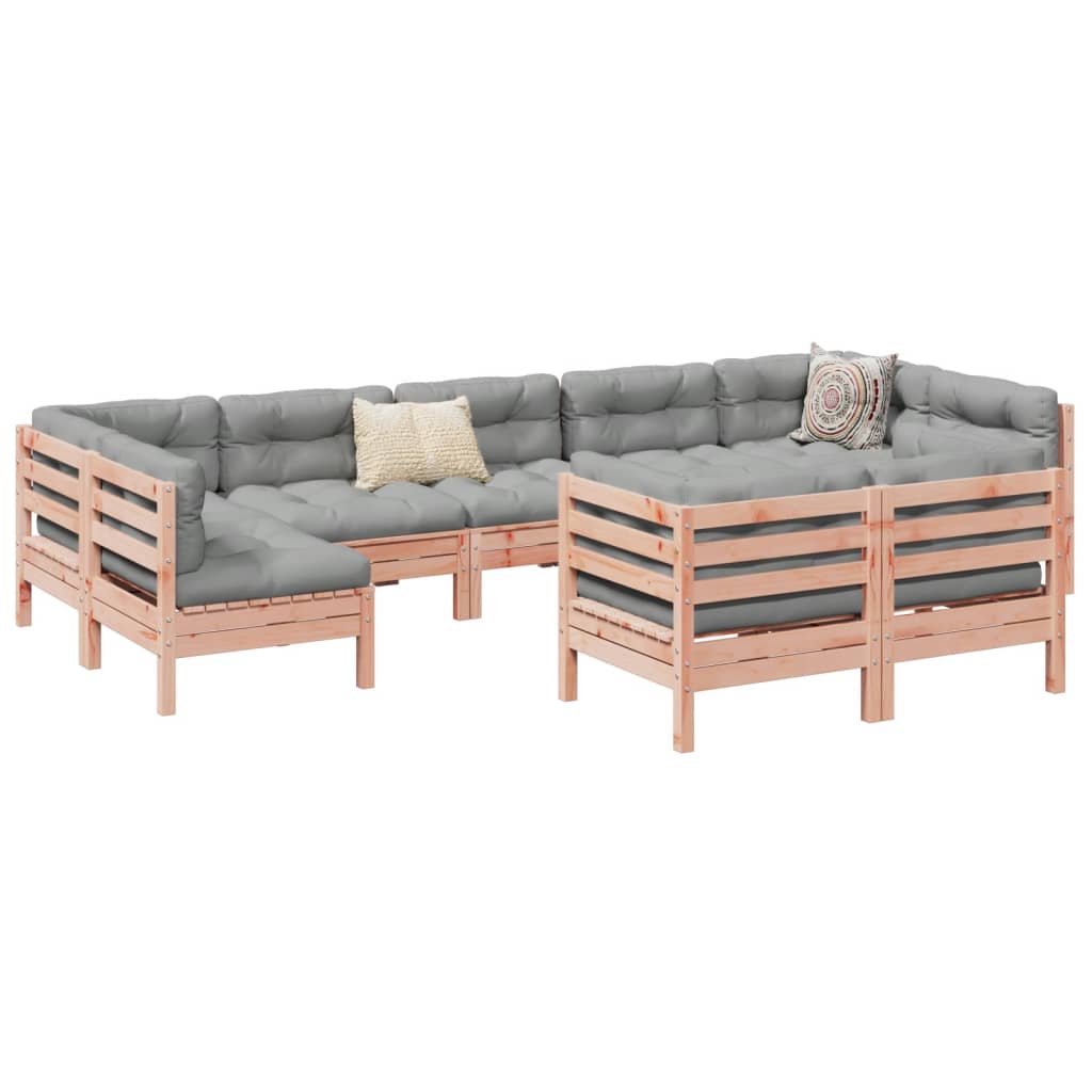 Set Divani Giardino 9 pz Cuscini Legno Massello Abete Douglas | homemem39