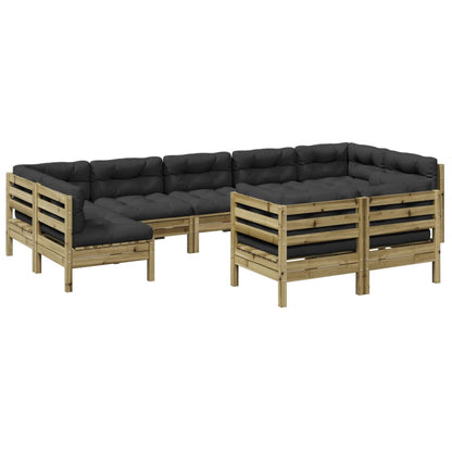 Set Divani da Giardino 9pz con Cuscini Legno Impregnato di Pino | homemem39