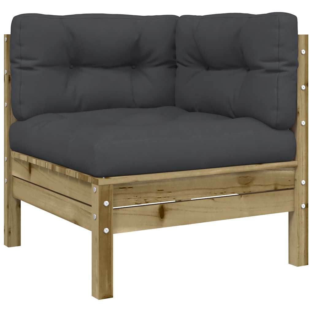 Set Divani da Giardino 9pz con Cuscini Legno Impregnato di Pino