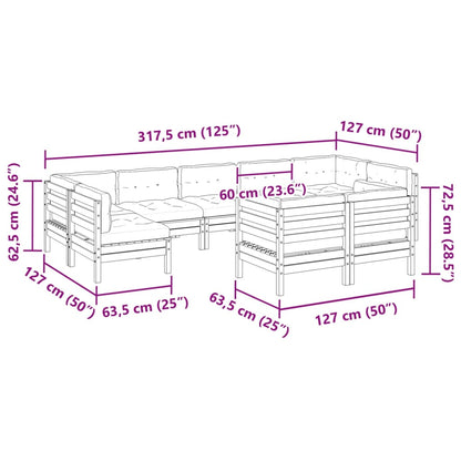 Set Divani da Giardino 9pz con Cuscini Legno Impregnato di Pino | homemem39