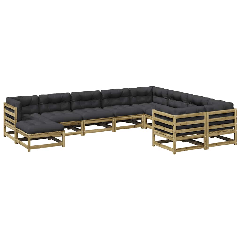 Set Divani Giardino 10 pz con Cuscini Legno Impregnato di Pino - homemem39