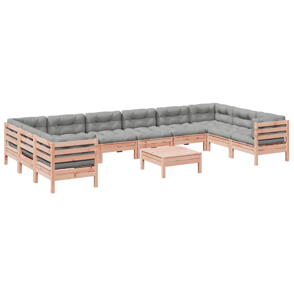 Set Divani Giardino 11 pz Cuscini Legno Massello Abete Douglas - homemem39
