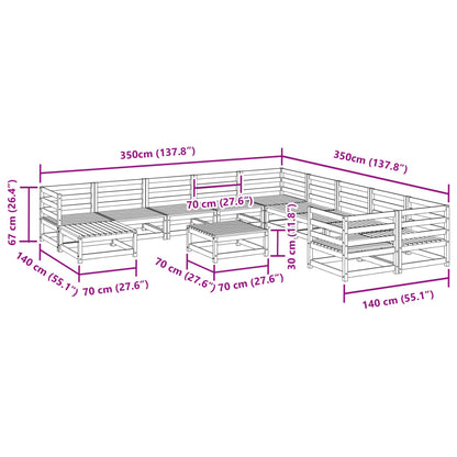 Set Divani da Giardino 12pz Marrone Cera Legno Massello di Pino | homemem39