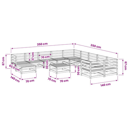 Set Divani da Giardino 12pz Marrone Cera Legno Massello di Pino