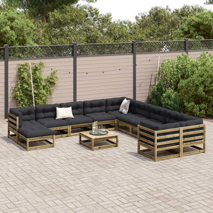 Set Divani da Giardino 12 pz in Legno Impregnato di Pino | homemem39