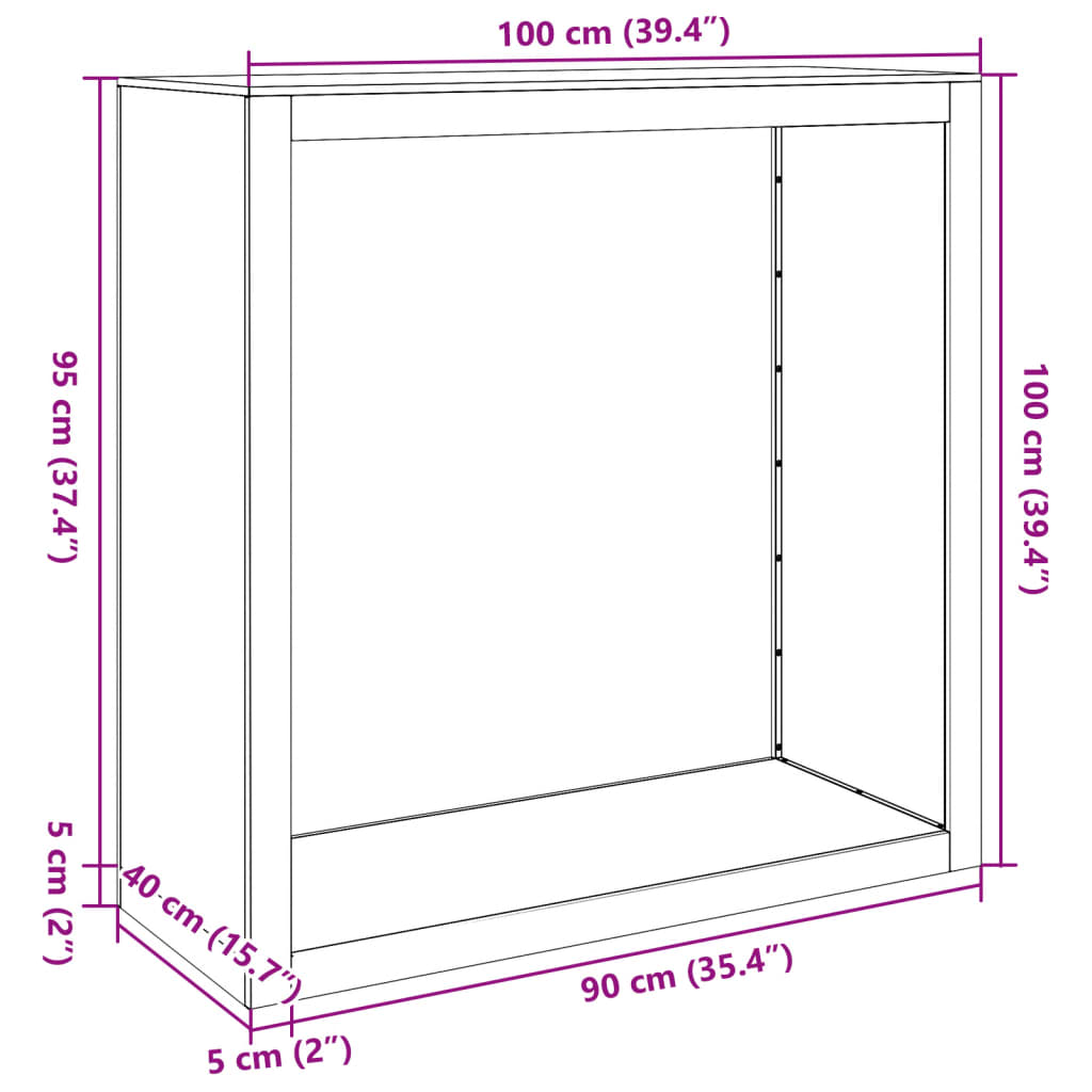 Rastrelliera per Legna da Ardere Nera 100x40x100 cm in Acciaio | homemem39