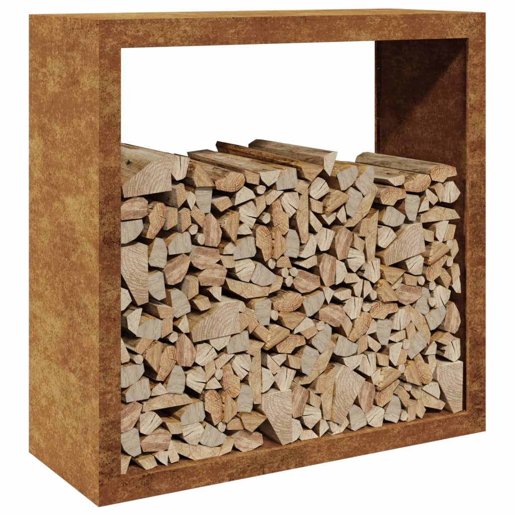 Rack per Legna da Ardere 100x40x100 cm in Acciaio Corten