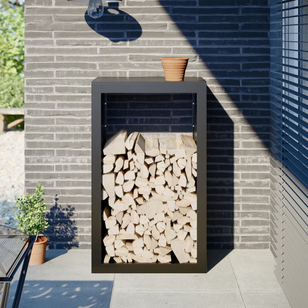 Rastrelliera per Legna da Ardere Nera 60x40x100 cm in Acciaio | homemem39