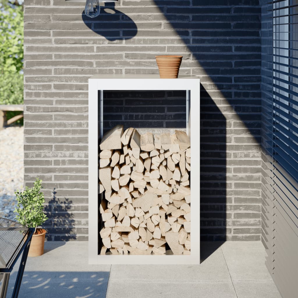 Rastrelliera per Legna da Ardere Bianca 60x40x100 cm in Acciaio - homemem39