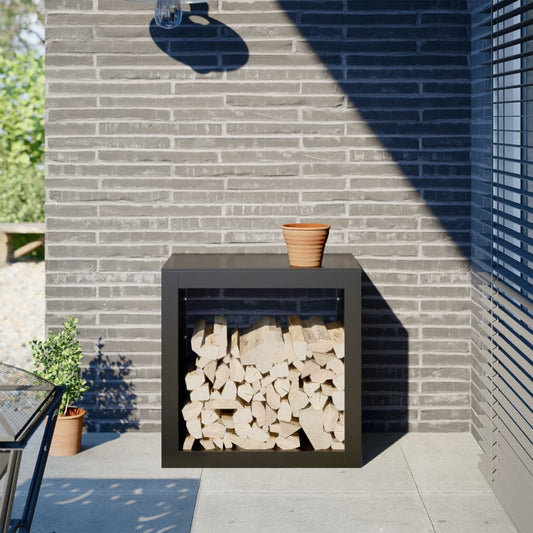 Rastrelliera per Legna da Ardere Nera 60x40x60 cm in Acciaio - homemem39