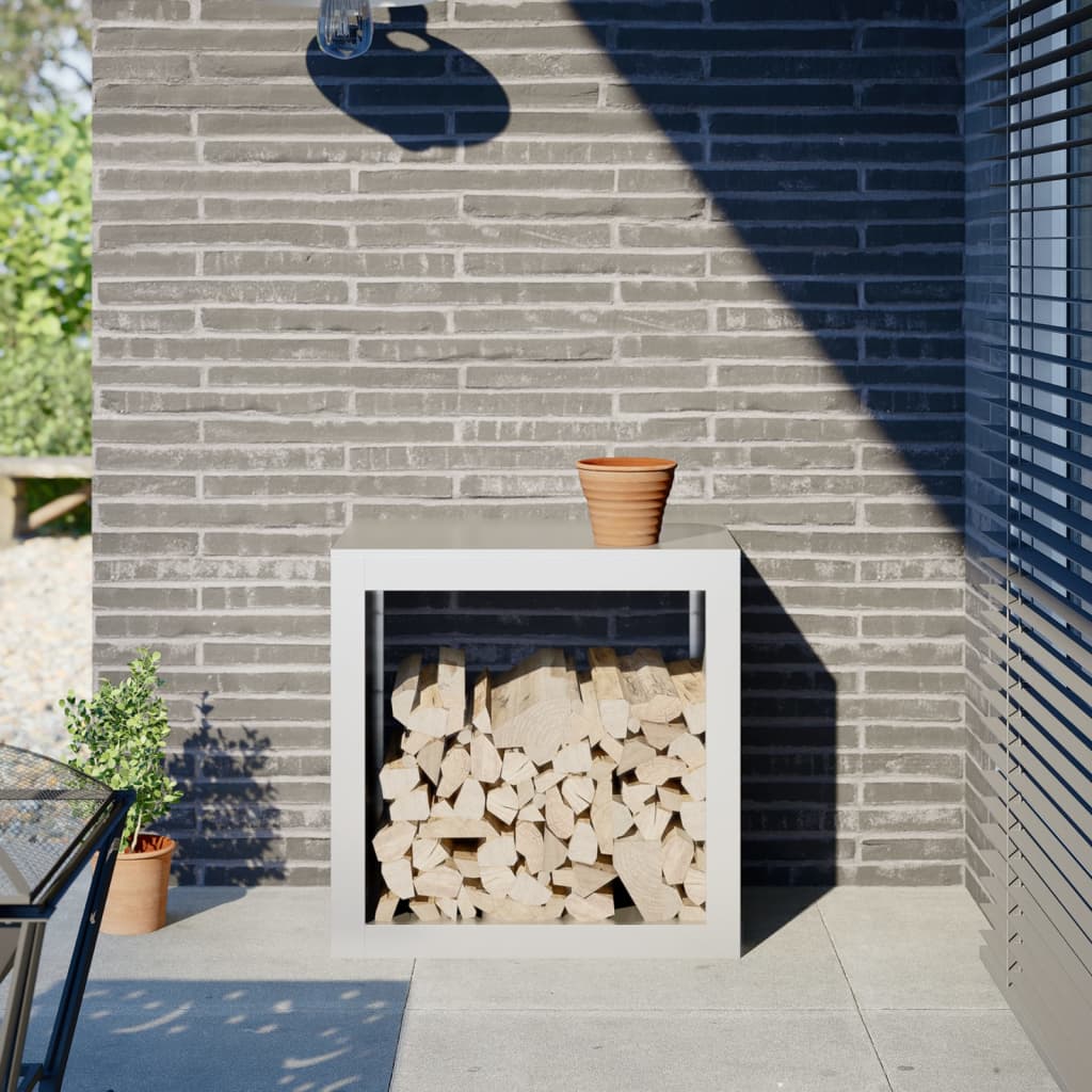 Rastrelliera per Legna da Ardere Bianca 60x40x60 cm in Acciaio - homemem39