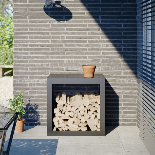 Rastrelliera per Legna da Ardere Antracite 60x40x60 cm Acciaio - homemem39