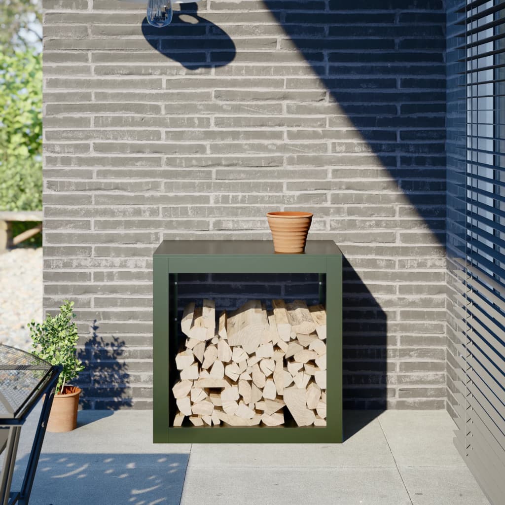 Rastrelliera per Legna da Ardere Verde 60x40x60 cm in Acciaio - homemem39