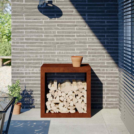 Portalegna 60x40x60 cm in Acciaio Corten