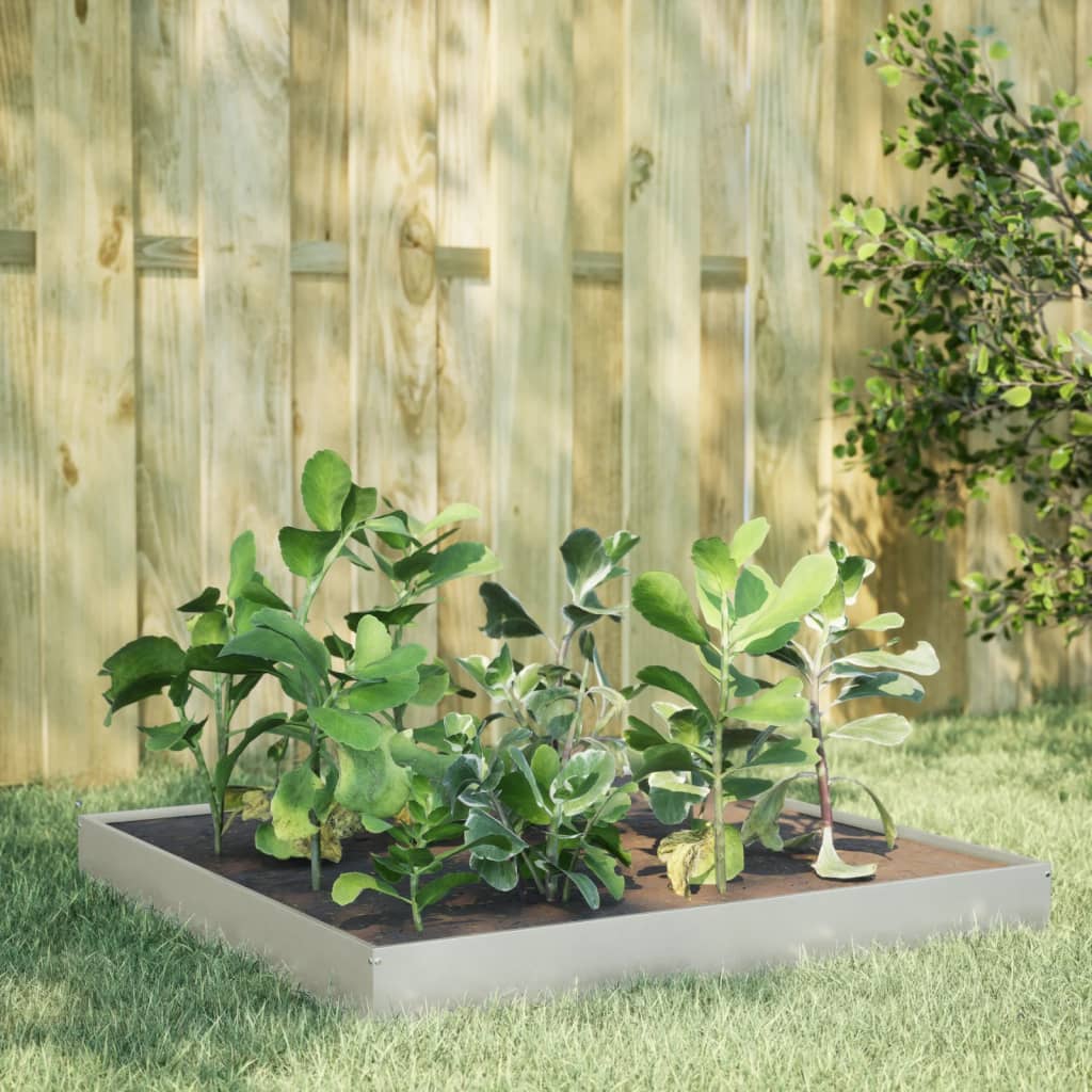 Fioriera Rialzata da Giardino 100x100x18,5 cm in Acciaio Inox | homemem39