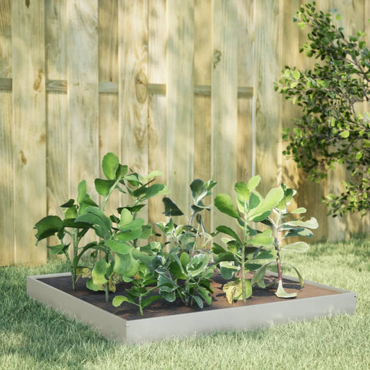 Fioriera Rialzata da Giardino 100x100x18,5 cm in Acciaio Inox