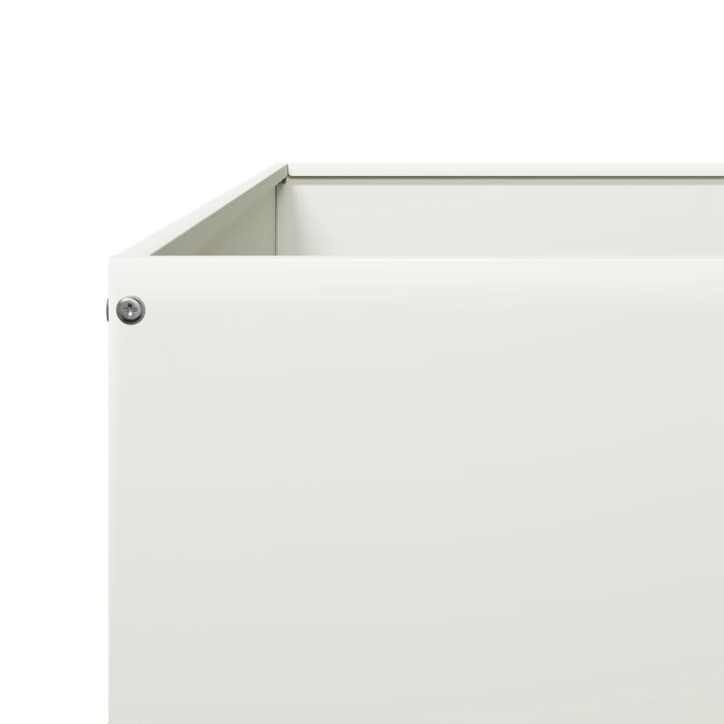 Fioriera Rialzata da Giardino Bianca 100x100x26 cm in Acciaio - homemem39