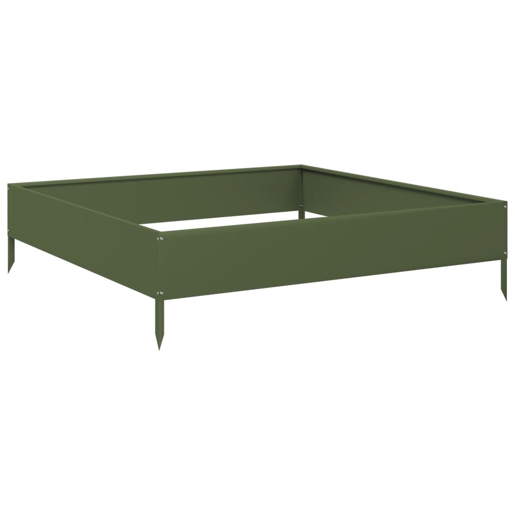 Fioriera Rialzata Giardino Verde Oliva 100x100x26 cm Acciaio | homemem39