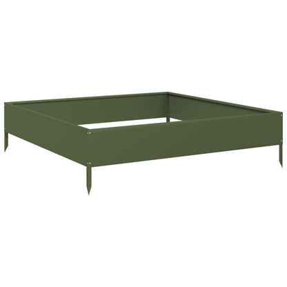 Fioriera Rialzata Giardino Verde Oliva 100x100x26 cm Acciaio | homemem39