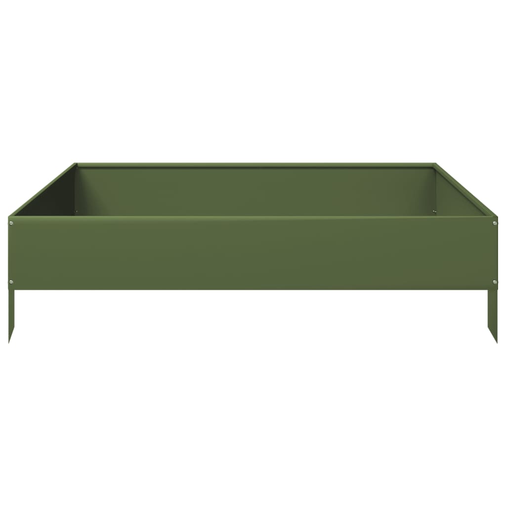 Fioriera Rialzata Giardino Verde Oliva 100x100x26 cm Acciaio | homemem39
