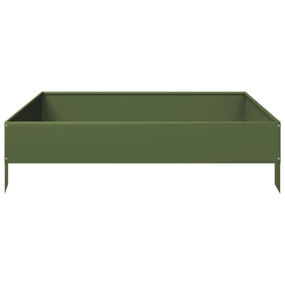 Fioriera Rialzata Giardino Verde Oliva 100x100x26 cm Acciaio | homemem39