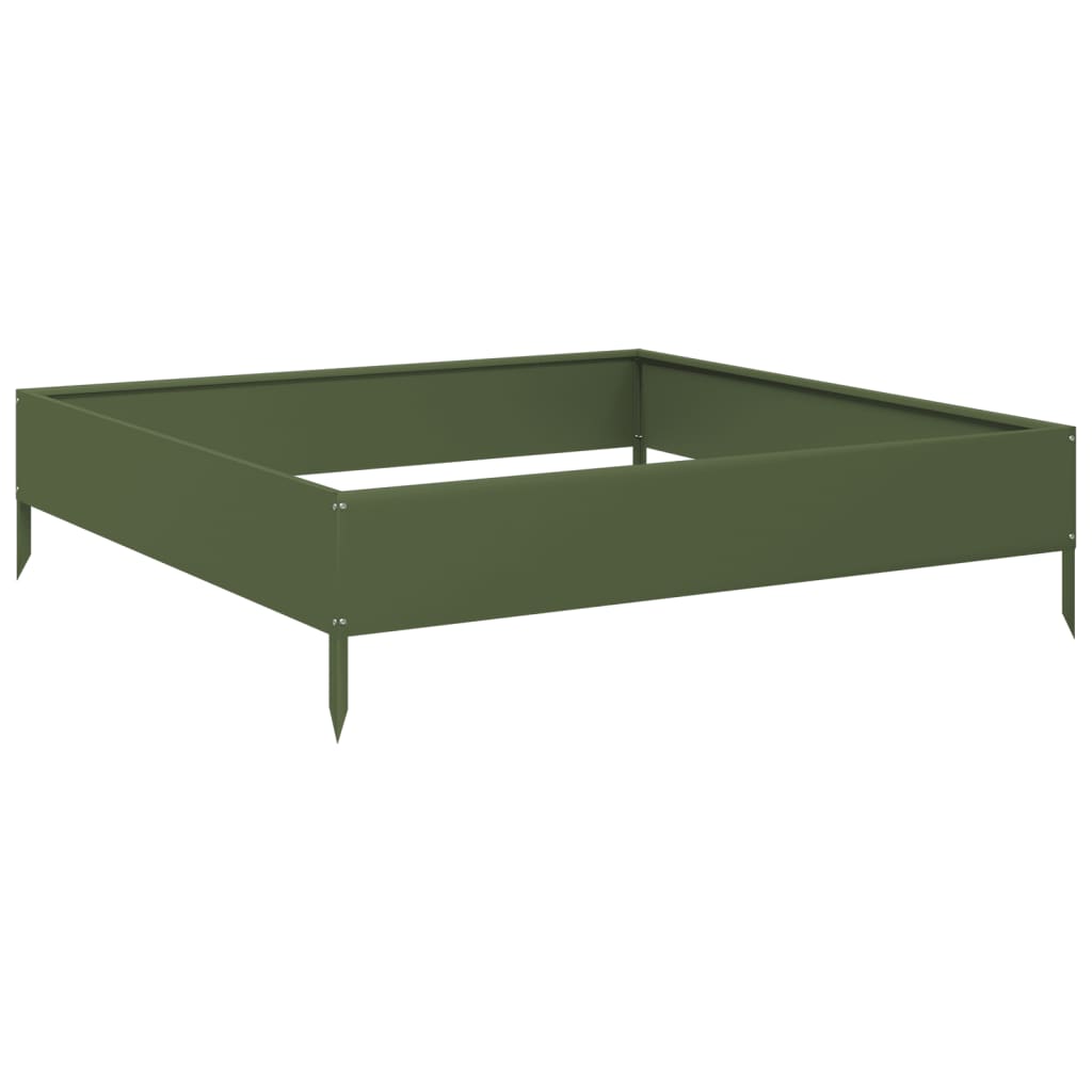 Fioriera Rialzata Giardino Verde Oliva 100x100x26 cm Acciaio