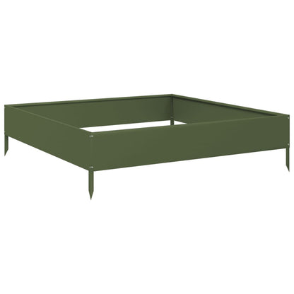 Fioriera Rialzata Giardino Verde Oliva 100x100x26 cm Acciaio