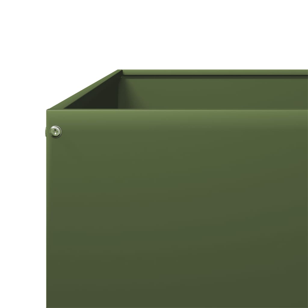 Fioriera Rialzata Giardino Verde Oliva 100x100x26 cm Acciaio | homemem39