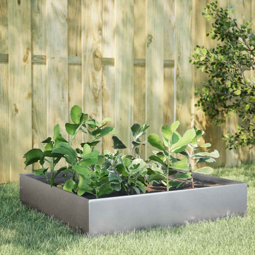 Fioriera Rialzata da Giardino 100x100x33,5cm in Acciaio Zincato | homemem39