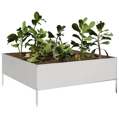 Fioriera Rialzata da Giardino 100x100x25 cm in Acciaio Inox | homemem39