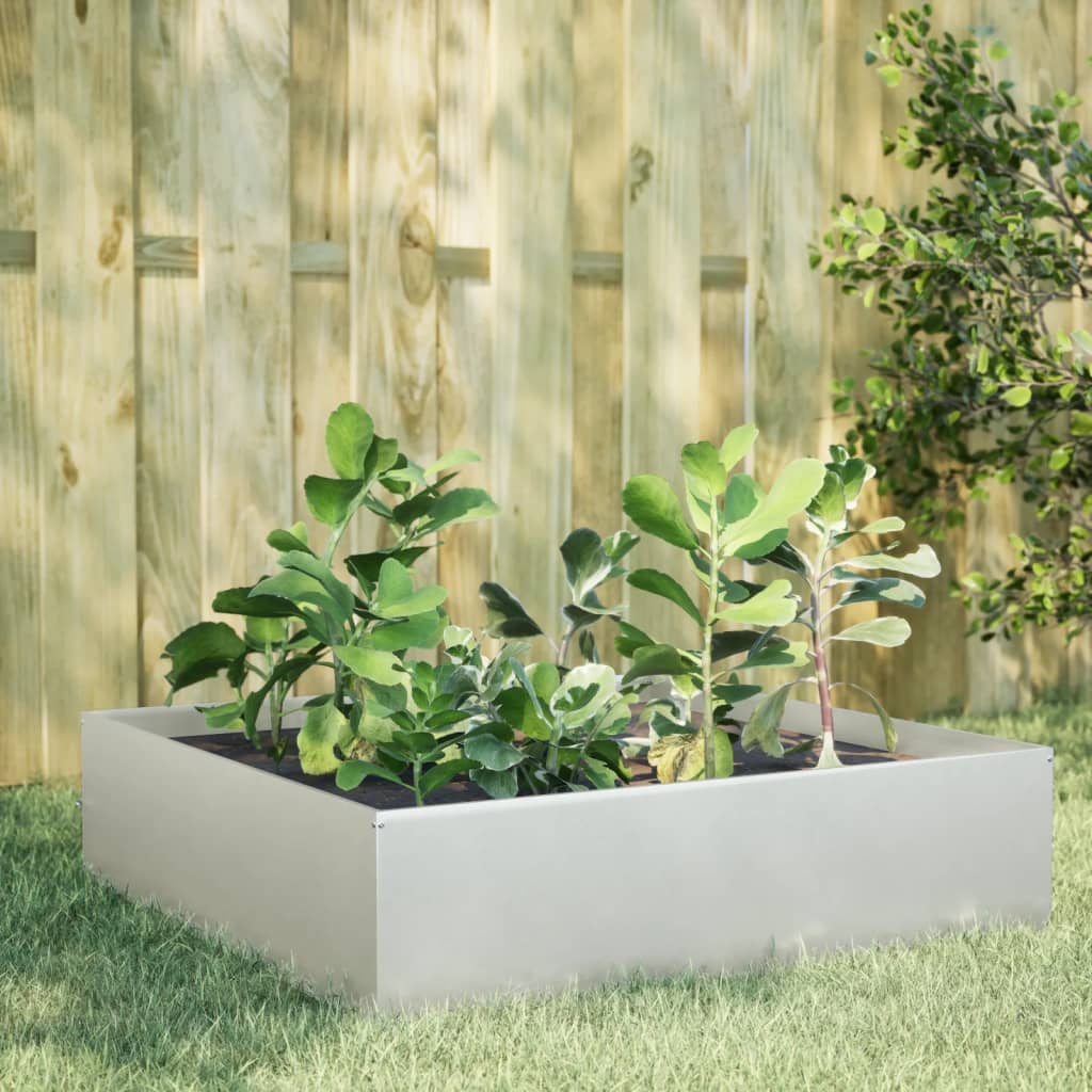 Fioriera Rialzata da Giardino 100x100x25 cm in Acciaio Inox | homemem39