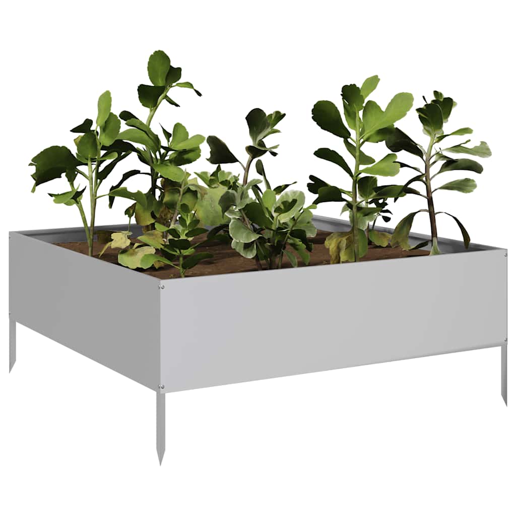 Fioriera Rialzata da Giardino 100x100x25 cm in Acciaio Zincato | homemem39