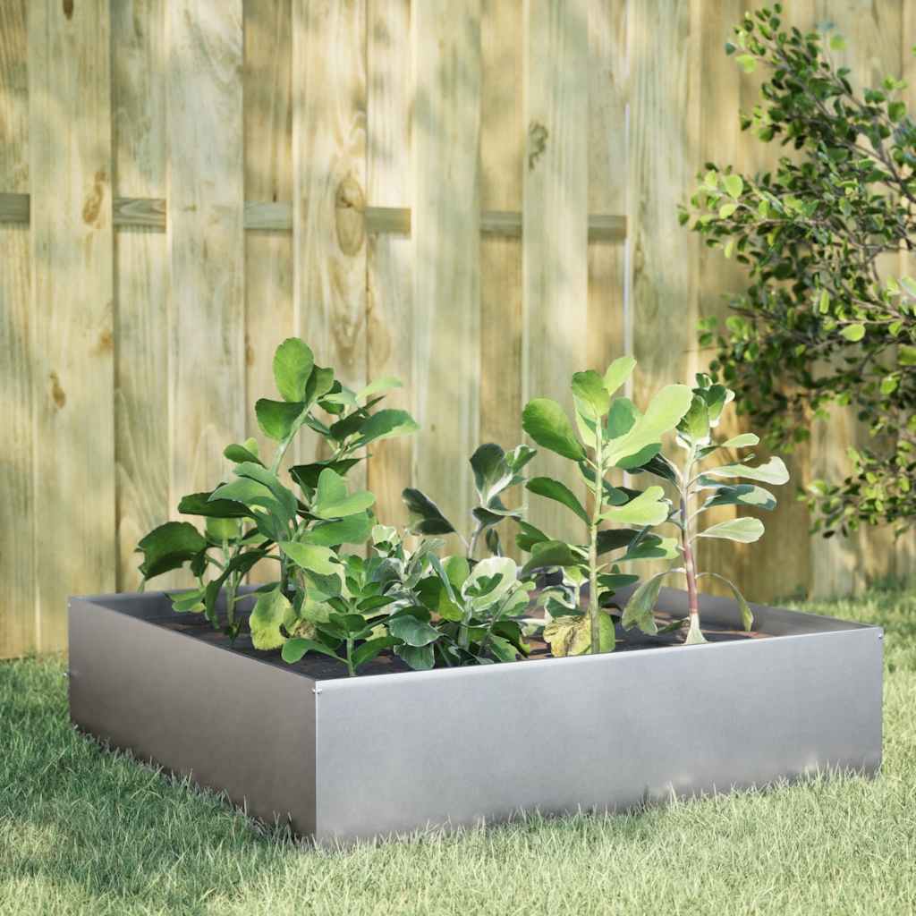 Fioriera Rialzata da Giardino 100x100x25 cm in Acciaio Zincato | homemem39