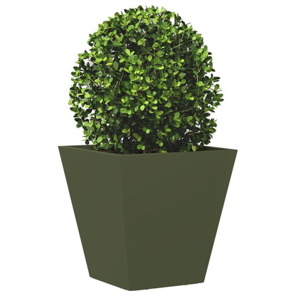 Fioriera da Giardino Verde Oliva 30x30x30 cm in Acciaio