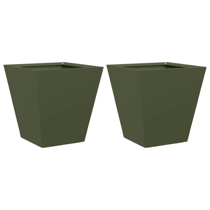 Fioriere da Giardino 2 pz Verde Oliva 30x30x30 cm in Acciaio
