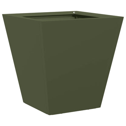 Fioriere da Giardino 2 pz Verde Oliva 30x30x30 cm in Acciaio