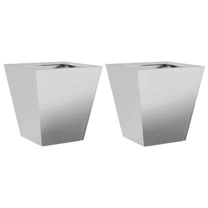 Fioriere da Giardino 2 pz 30x30x30 Grigie in Acciaio Zincato
