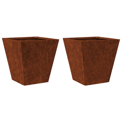 Fioriere da Giardino 2 pz 30x30x30 cm in Acciaio Corten