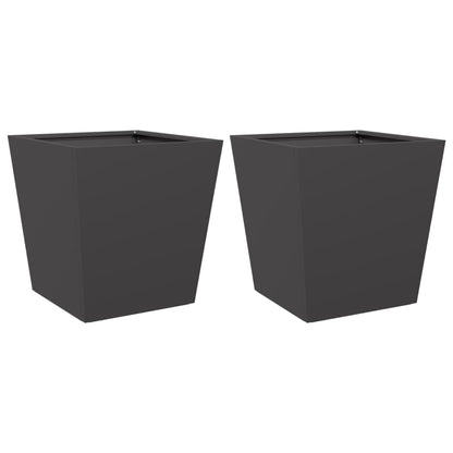 Fioriere da Giardino 2 pz Nere 40x40x40 cm in Acciaio | homemem39